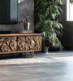 Retro Low Wooden TV Cabinet – Solid Wood Wabi-Sabi Sideboard, Custom Handmade Furniture - Image 4