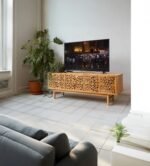 Rustic Solid Wood TV Cabinet – Handmade Farmhouse TV Stand, Antique Console, Custom Unique Furniture - Image 2