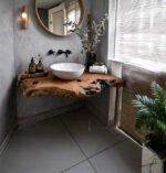 Handcrafted Rustic Floating Bathroom Vanity – Custom Live Edge Shelf, Solid Wood Bathroom Decor - Image 3