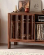 Handcrafted Record Player Stand – Natural Wood Turntable Station with Storage, Customizable Record Cube Organizer - Image 5